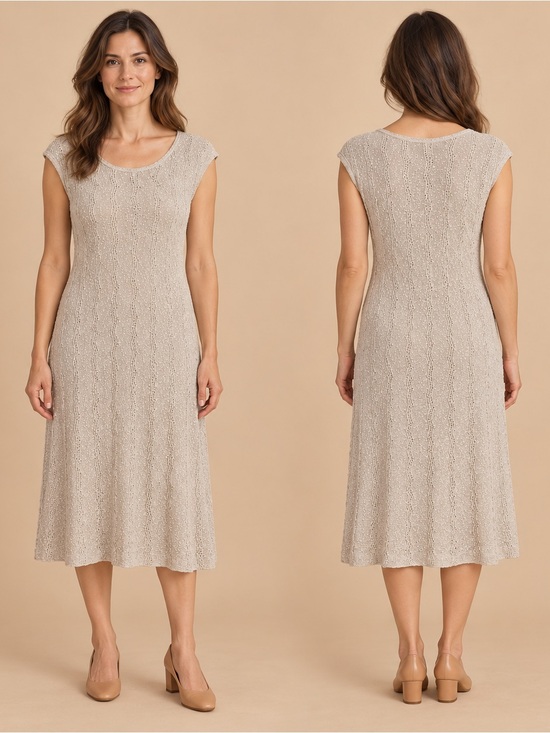 Jantzen Dresses & Skirts - Vintage Jantzen Cream Textured Pointelle Knit Sleeveless Dress Made in Canada